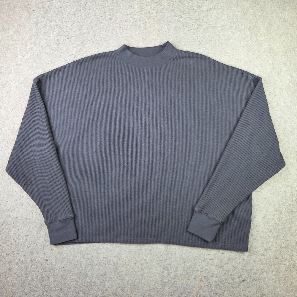 Abercrombie & Fitch Womens S/M Waffle Thermal Oversized Essential Layer in Gray
